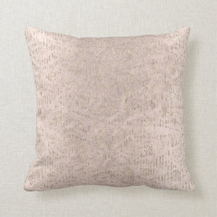Grungy Rose Blush Metallic Drops Lines Ivory Gold Throw Pillow