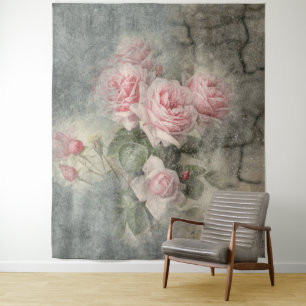 GRUNGY ROSES - Vintage Flowers Tapestry