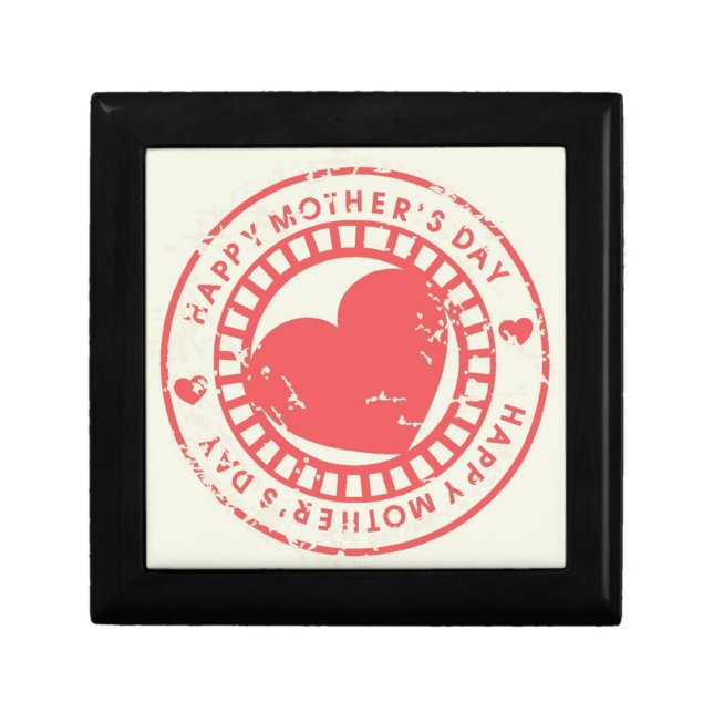 Grungy Rubber Stamp for Happy Mother's Day Keepsake Box (Front)