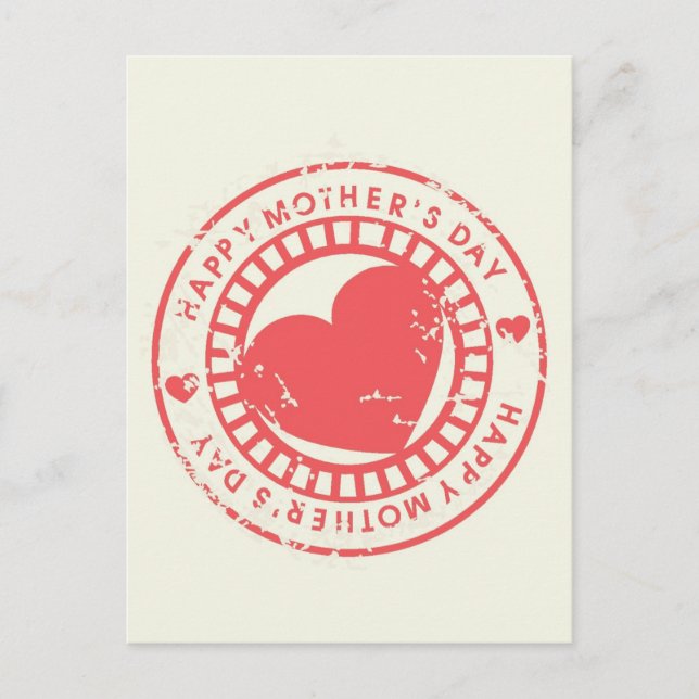 Grungy Rubber Stamp for Happy Mother's Day Postcard (Front)