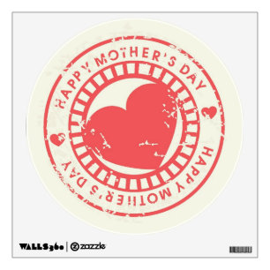 Grungy Rubber Stamp for Happy Mother's Day Wall Decal
