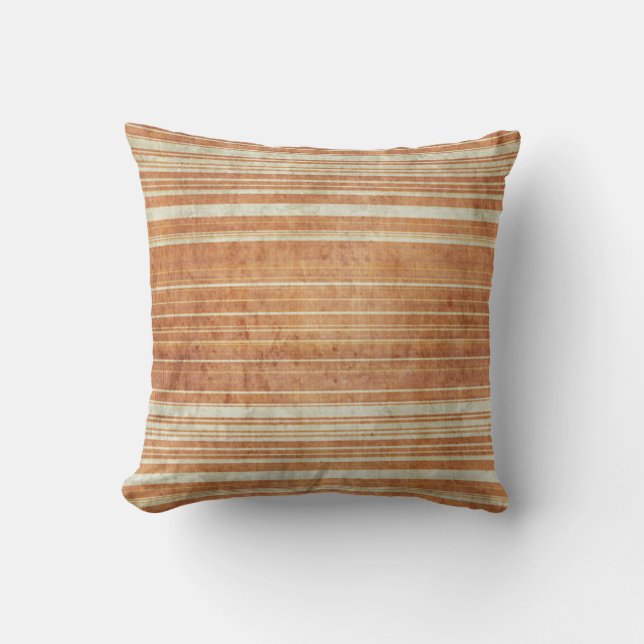 Grungy Rust Orange Stripe Pattern Throw Pillow (Front)