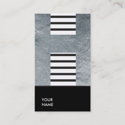 Grungy Silver Monogram H Black White Stripes Business Card
