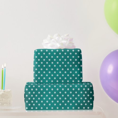 Grungy Smudge Teal Blue Polka Dots Wrapping Paper