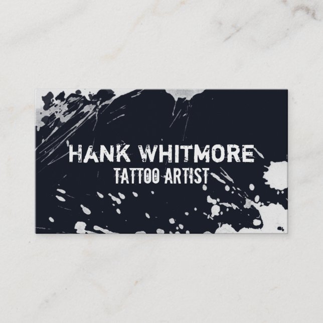 Grungy Spattered Ink Business Card (Front)