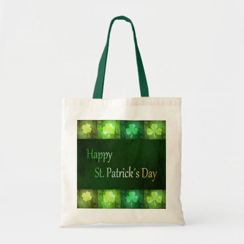 Grungy St Patricks Day Shamrocks _ Budget Tote