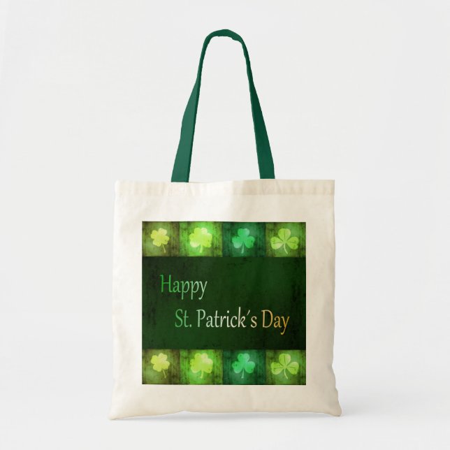 Grungy St. Patrick's Day Shamrocks - Budget Tote Bag (Front)