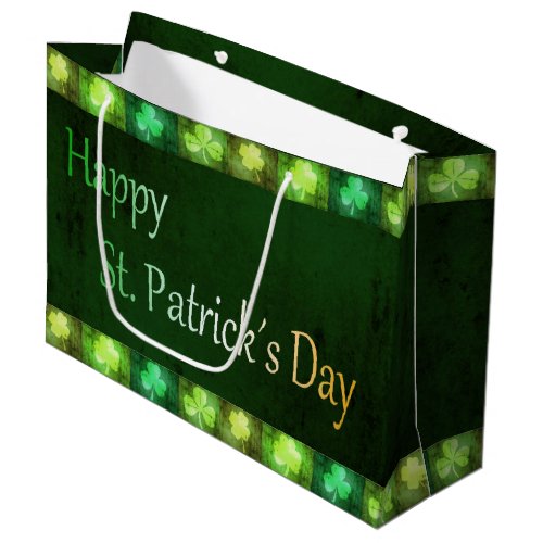 Grungy St Patricks Day Shamrocks Large Gift Bag