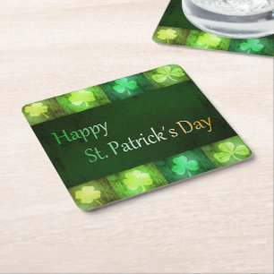 Grungy St. Patrick's Day Shamrocks - Paper Coaster