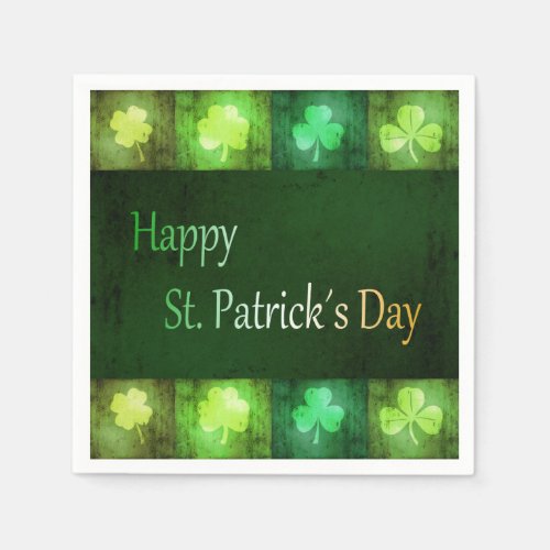 Grungy St Patricks Day Shamrocks _ Paper Napkin