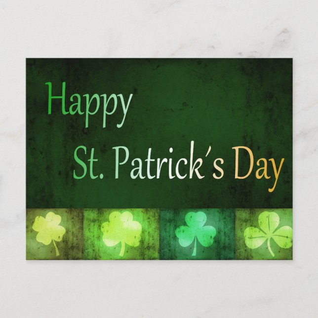 Grungy St. Patrick's Day Shamrocks - Postcard (Front)