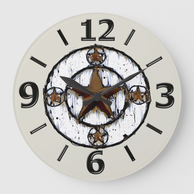 GRUNGY TEXAS STAR LARGE CLOCK (Front)