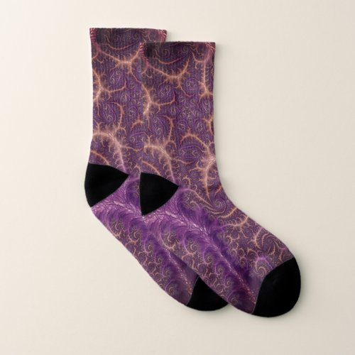 Grungy Trippy Funky Boho Star Fractal Abstract Art Socks