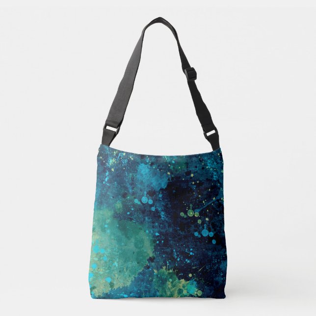 Grungy Turquoise and Yellow Crossbody Bag (Front)