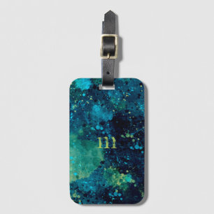 Grungy Turquoise and Yellow Luggage Tag