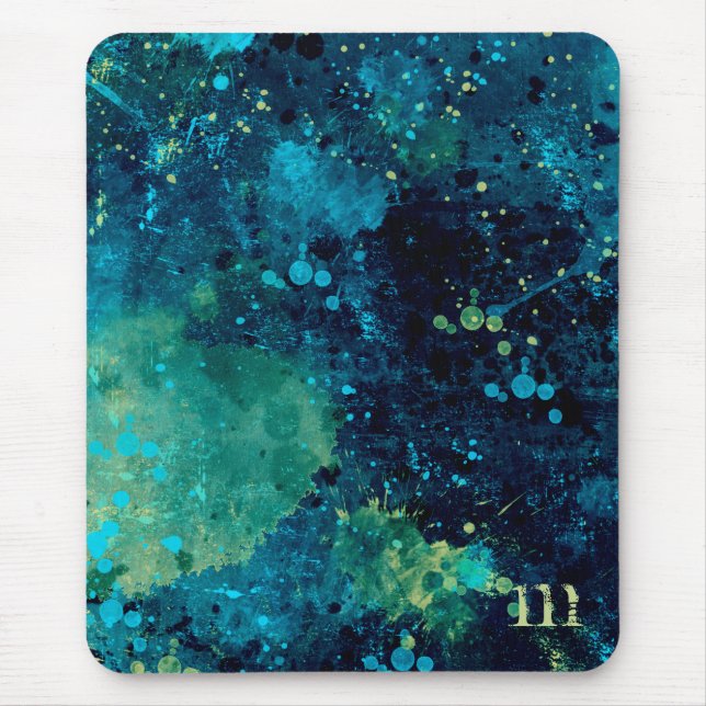 Grungy Turquoise and Yellow Mouse Pad (Front)