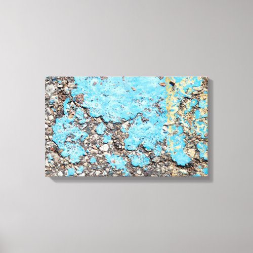 grungy turquoise paint on ashalt canvas print