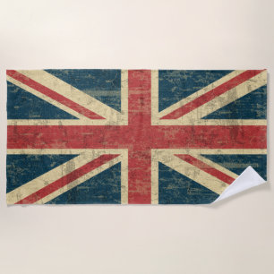 Grungy Union Jack Beach Towel