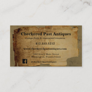 Grungy Vintage Torn Paper Antique Business Card