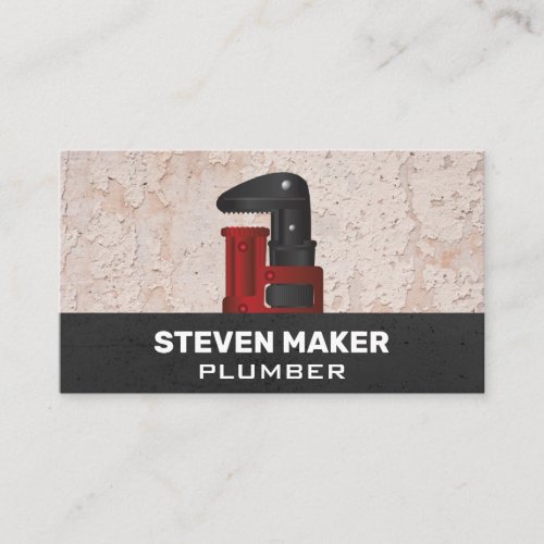 Grungy Wall Background  Plumbing Wrench Business Card