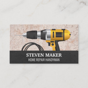 Grungy Wall Background Power Drill Business Card