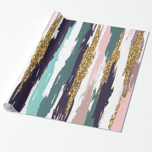 Grungy watercolors brushstrokes pattern wrapping paper (Unrolled)
