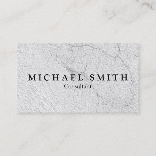 Grungy white stucco wall background business card (Front)