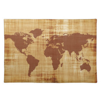 Grungy World Map Textured Placemat