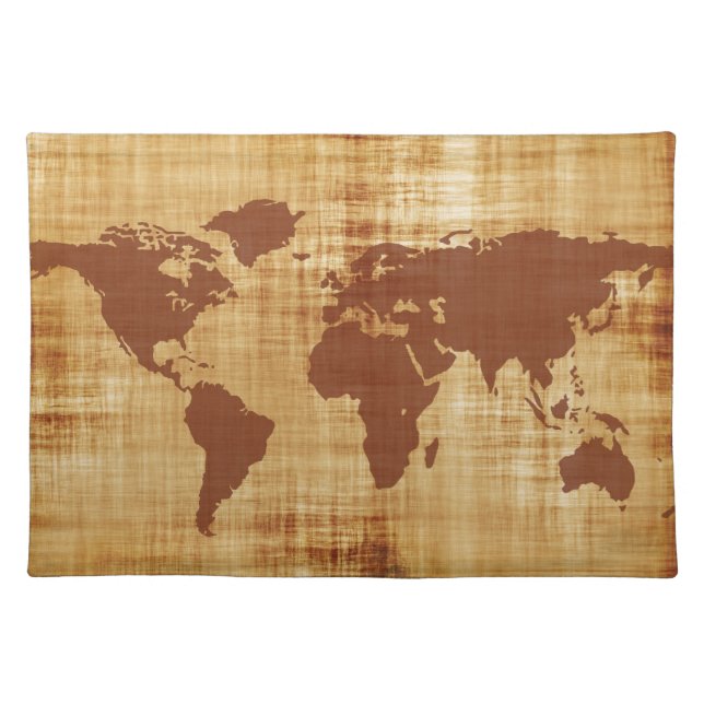 Grungy World Map Textured Placemat (Front)