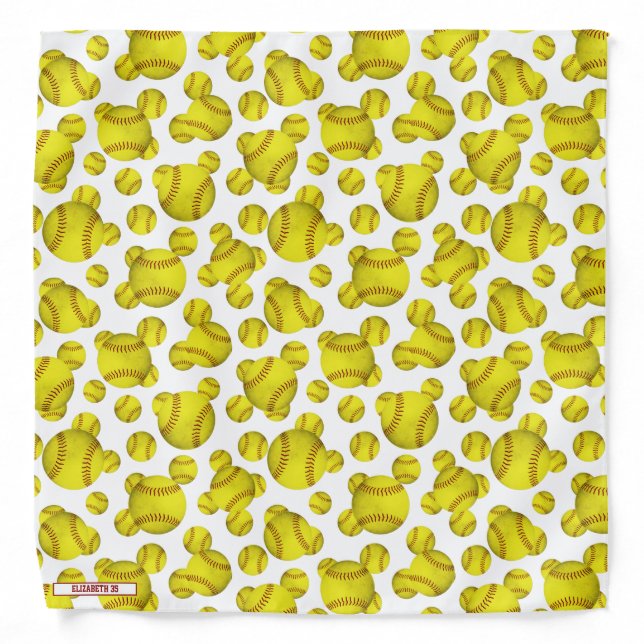 grungy yellow girls softball pattern sports bandana (Front)