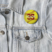 grungy yellow softball girls personalized button (In Situ)