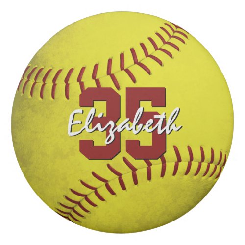 grungy yellow softball girls personalized eraser