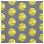grungy yellow softballs pattern on slate blue gray fabric