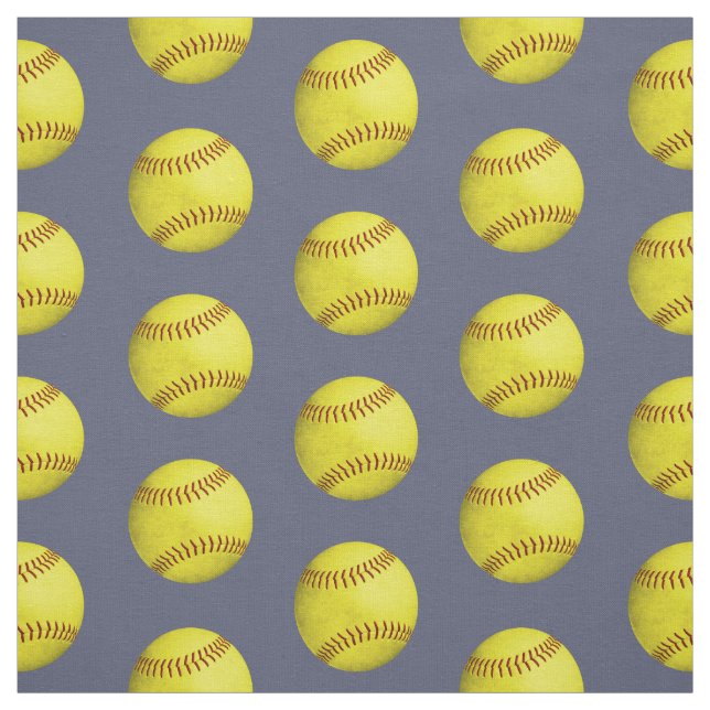 grungy yellow softballs pattern on slate blue gray fabric (Swatch)