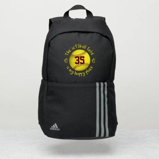 grungy yellow The softball field is my happy place Adidas Backpack