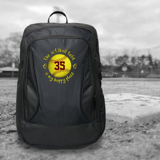 grungy yellow The softball field is my happy place Port Authority® Backpack (Creator Uploaded)