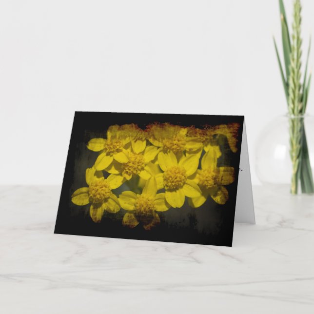 Grungy Yellow Wildflowers Valentine's Holiday Card (Front)