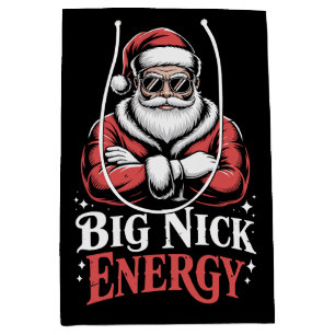 Grunt Style Big Nick Energy Funny Santa Christmas Medium Gift Bag