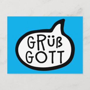 Grüß Gott, German Bavarian Austrian Greeting Hello Postcard