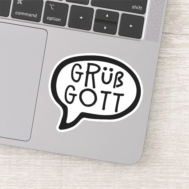 Grüß Gott, Hello in German, Bavaria, Speech Bubble Sticker (Detail)
