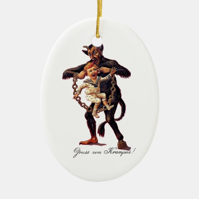 Gruss vom (Greetings From) Krampus Ceramic Ornament (Front)