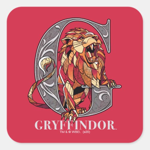 GRYFFINDOR Crosshatched Emblem Square Sticker