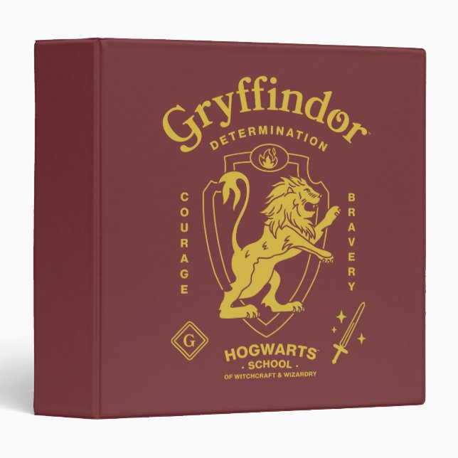 GRYFFINDOR™ Determination Courage Bravery Crest 3 Ring Binder (Front/Spine)