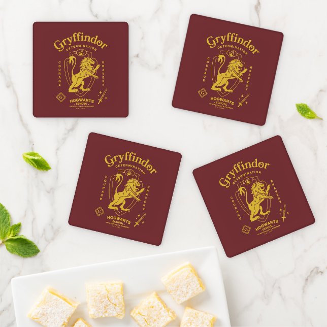 GRYFFINDOR™ Determination Courage Bravery Crest Coaster Set (In Situ)