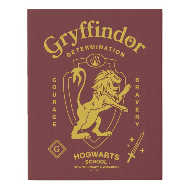 GRYFFINDOR™ Determination Courage Bravery Crest Faux Canvas Print (Front)
