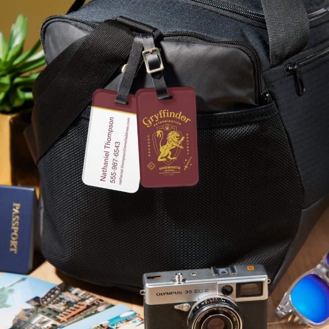 GRYFFINDOR™ Determination Courage Bravery Crest Luggage Tag (Front & Back)