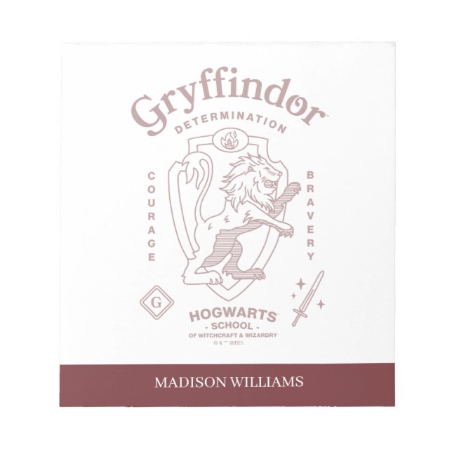 GRYFFINDOR™ Determination Courage Bravery Crest Notepad (Front)