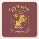 GRYFFINDOR™ Determination Courage Bravery Crest Square Paper Coaster<br><div class="desc">Show your house pride with this bold Gryffindor™ crest design, celebrating the values that define the bravest of witches and wizards. Featuring the iconic lion standing proudly before a shield, this striking artwork highlights Gryffindor’s core traits — Courage, Determination, and Bravery — in a powerful, vintage-inspired layout. The rich house...</div>