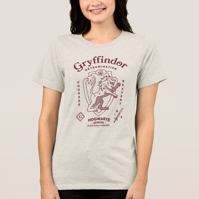 GRYFFINDOR™ Determination Courage Bravery Crest Tri-Blend Shirt (Front)