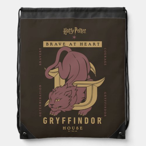 GRYFFINDOR House Brave at Heart Drawstring Bag